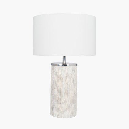 Pacific Lifestyle Haley White Wash Wood Column Table Lamp