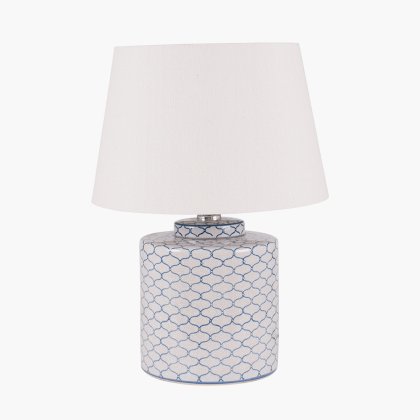 Pacific Lifestyle Demetri Grey and Blue Detail Ceramic Table Lamp