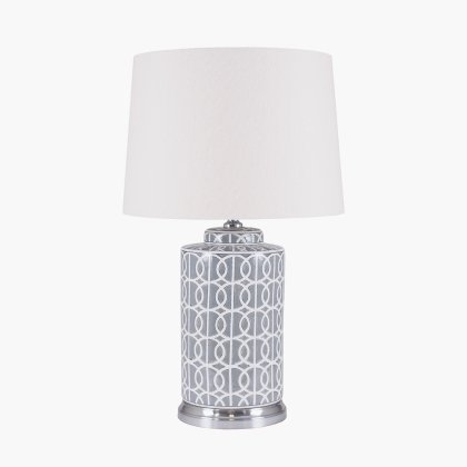 Pacific Lifestyle Aris Tall Grey and White Geo Pattern Table Lamp