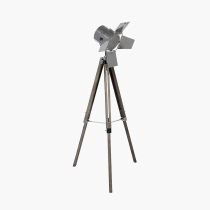 Pacific Lifestyle Hereford Film Tripod Floor Lamp - Grey Wood and Silver Metal