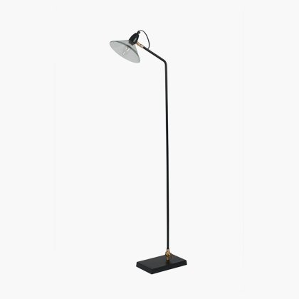 Pacific Lifestyle Canton Matt Black Metal and Glass Cone Floor Lamp