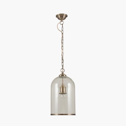 Pacific Lifestyle Cloche Clear Glass and Antique Brass Pendant