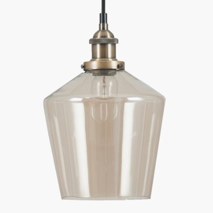Pacific Lifestyle Emmanuelle Antique Brass Metal and Lustre Glass Pendant