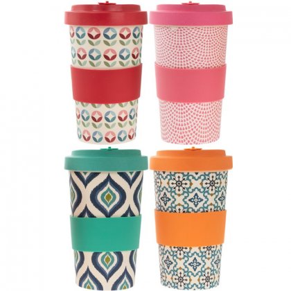 Lesser/Pavey Eco Bamboo Trvl Mug 600ml -Colourful Assorted