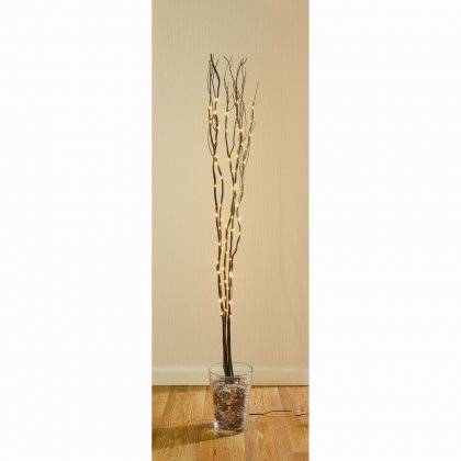 Premier Decorations 1.2M Twigs with 80 Warm White LED - Black