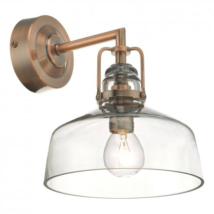 Miles Wall Light Antique Copper Smoked Glass