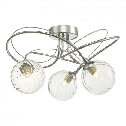 Onawa 3 Light Semi Flush Polished Chr-Twisted Closed Glass