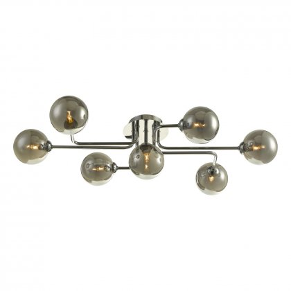 Reyna 7 Light Semi Flush Polished Chrome With Smoked Glass