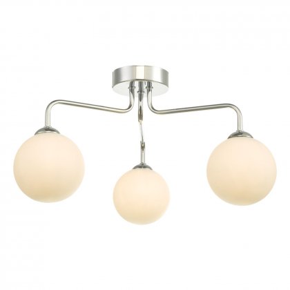 Feya 3 Light Semi Flush Ceiling Light Polished Chrome Opal Glass