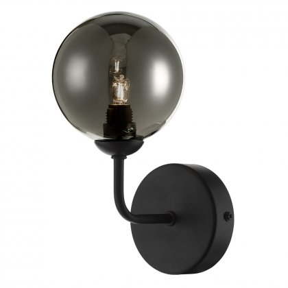 Feya 1 Light Wall Light Matt Black Smoked Glass