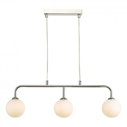 Feya 3 Light Bar Pendant Polished Chrome Opal Glass