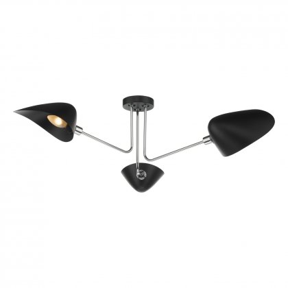 Sebastian 3 Light Semi Flush Matt Black Polished Chrome