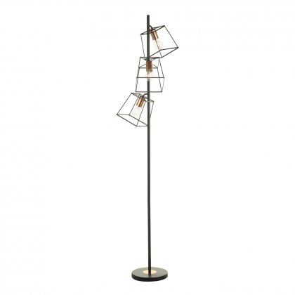 Tower 3 Light Floor Lamp Matt Black Copper