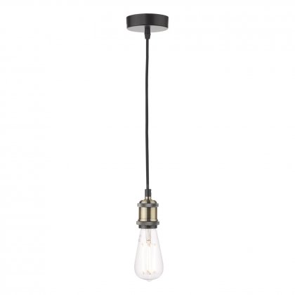 Waco Single E27 Suspension Antique Brass Matt Black