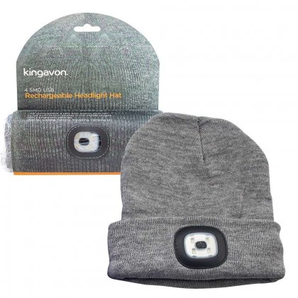 Kingavon Rechargeable Headlight Hat 4 SMD USB - Grey