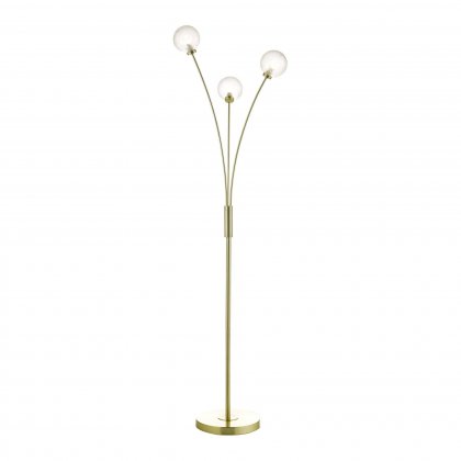 Avari 3 Light Floor Lamp Satin Brass And Clear Frosted Glass