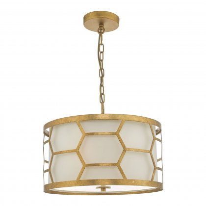 Epstein 3 Light Pendant Gold & Ivory