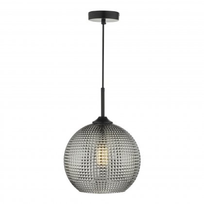 Soren 1 Light Pendant Black And Smoked Textured Glass