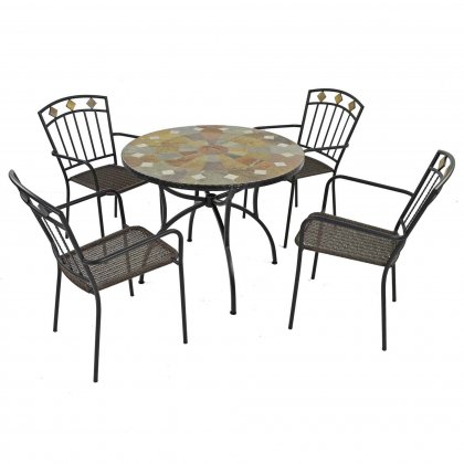 Exclusive Garden Granada 91cm Patio Table with 4 Malaga Chairs