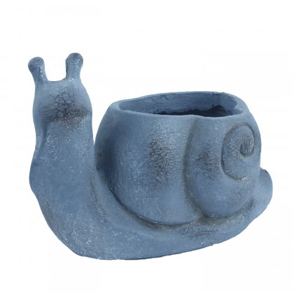 Solstice Sculptures Snail Planter 24cm in Blue Iron Effect