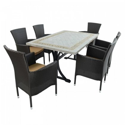 Byron Manor Burlington Dining Table w/6 Stockholm Brown Chairs