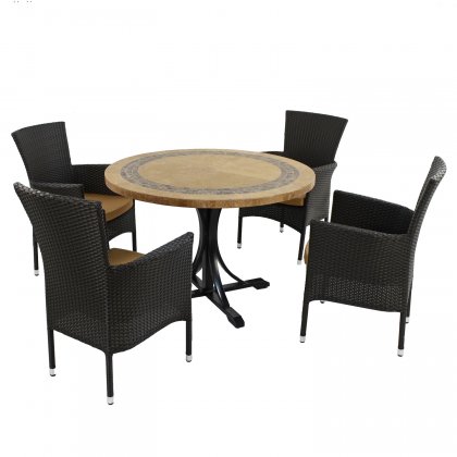 Byron Manor Vermont Dining Table with 4 Stockholm Brown Chairs