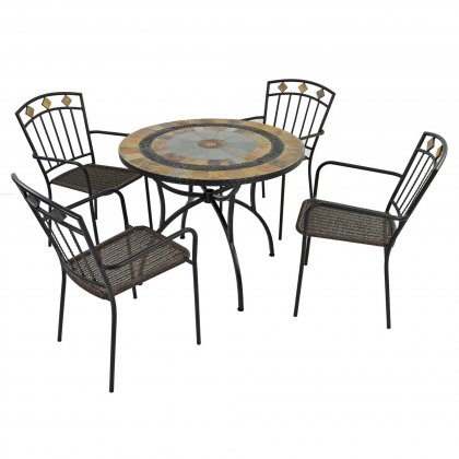 Exclusive Garden Villena 91cm Patio Table with 4 Malaga Chairs