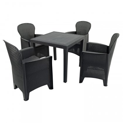 Trabella Salerno Square Table with 4 Sicily Chairs - Anthracite