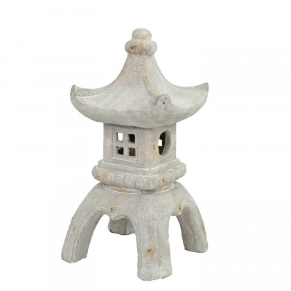 Solstice Sculptures Pagoda Lantern Lg 63cm -Weathered LtStoneEff