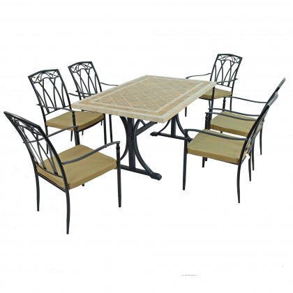 Byron Manor Hampton Dining Table with Set of 6 Ascot Chairs