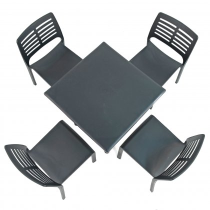 Trabella Ponente Dining Table with 4 Mistral Chairs -Anthracite