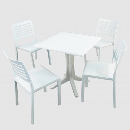 Trabella Ponente Dining Table with 4 Mistral Chairs - White