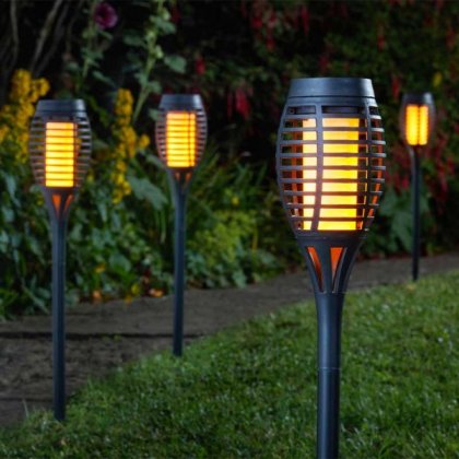 Smart Solar Party Flaming Torch - Black (Set of 5)