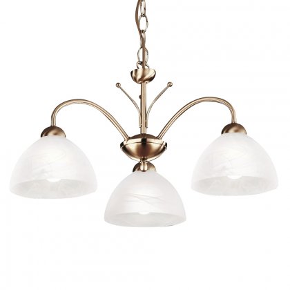 Searchlight Milanese 3 Light Ceiling Antique Brass Alabaster Glass