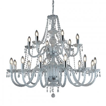Searchlight Hale 18 Light Chandelier, Chrome, Clear Crystal Trimmings