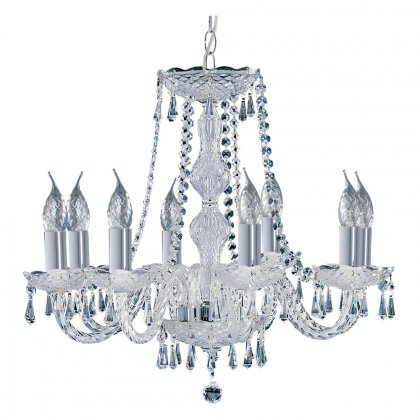 Searchlight Hale 8 Light Chandelier, Chrome, Clear Crystal Trimmings