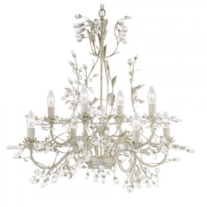 Searchlight Almandite-8Lt Ceiling,Cream Gold Finish W Leaf Dressing And Clear Crystal Deco