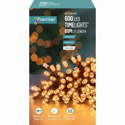 Premier Decorations Timelights B/O Multi-Action 600 LED - VntG