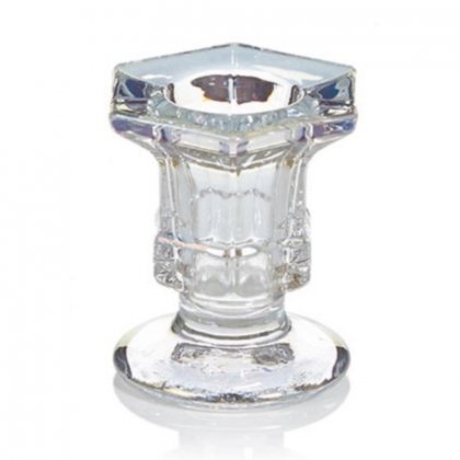 Premier Decorations Hexagonal Clear Glass Taper Candle Holder 6 x 5cm