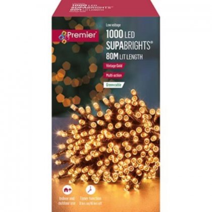 Premier Decorations SupaBrights Multi-Action 1000 LED with Timer - Vintage Gold