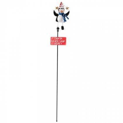 Three Kings Percy Penguin Santa Stop Here! Stake