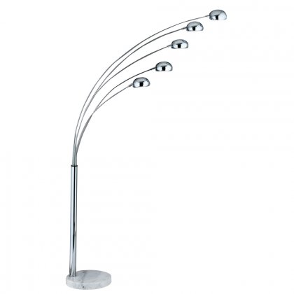 Searchlight Giraffe 5 Light Floor Lamp, Chrome, White Marble