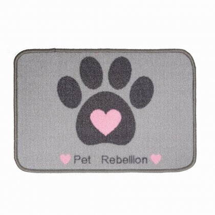 Pet Rebellion Dinner Mate Large Absorbent Food Mat 40 x 60cm - Pink Heart