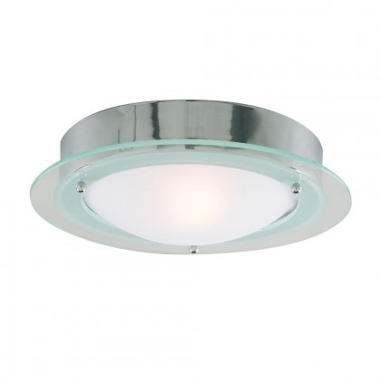 Searchlight Belfast Bathroom Flush Ip44 Chrome Clear/Opal Glass