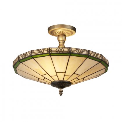 Searchlight New York 41cm 2 Light Semiflush Tiffany