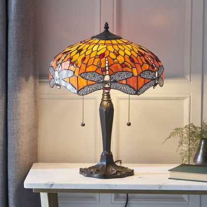 Dragonfly flame 2 light Table lamp