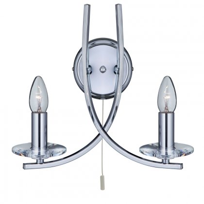 Searchlight Ascona-2 Light Wall Bracket Chrome Twist Frame with Clear Glass Sconces