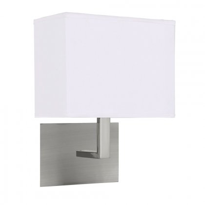 Searchlight Hotel Wall Light Satin Silver-White Rectangular Shade