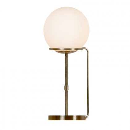 Searchlight Sphere Table Lamp, Antique Brass, Opal White Glass Shades