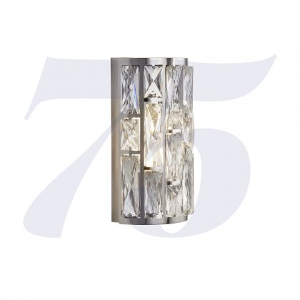 Searchlight Bijou 2 Light Chrome Wall Light With Crystal Glass